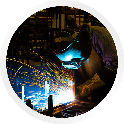 Welder in workshop